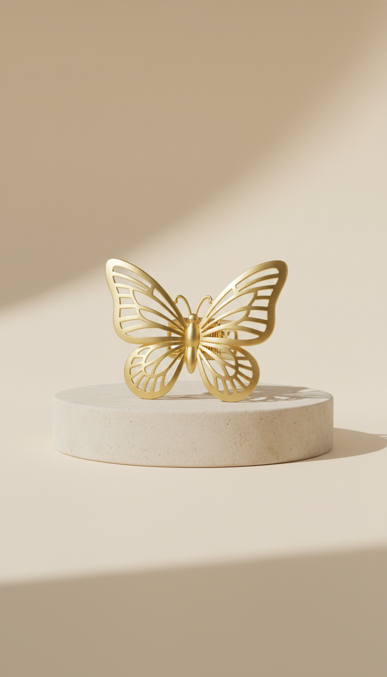 Pince papillon dorée polie