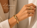Parure Bracelet Manchette et Bague Dorée — Design Enveloppant
