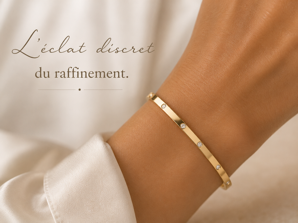 Bracelet Jonc Doré Cristaux