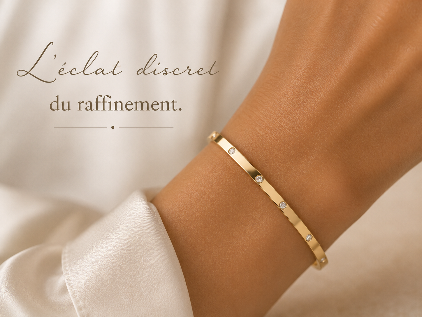 Bracelet Jonc Doré Cristaux
