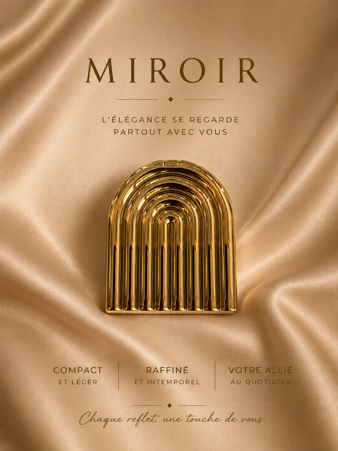 Miroir Compact Doré — Design Arches Art Déco