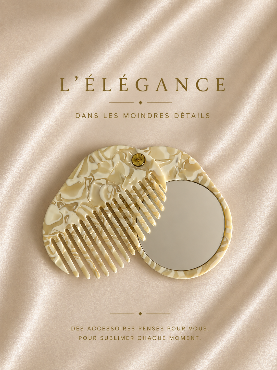 Peigne Compact Pliant — Miroir Intégré