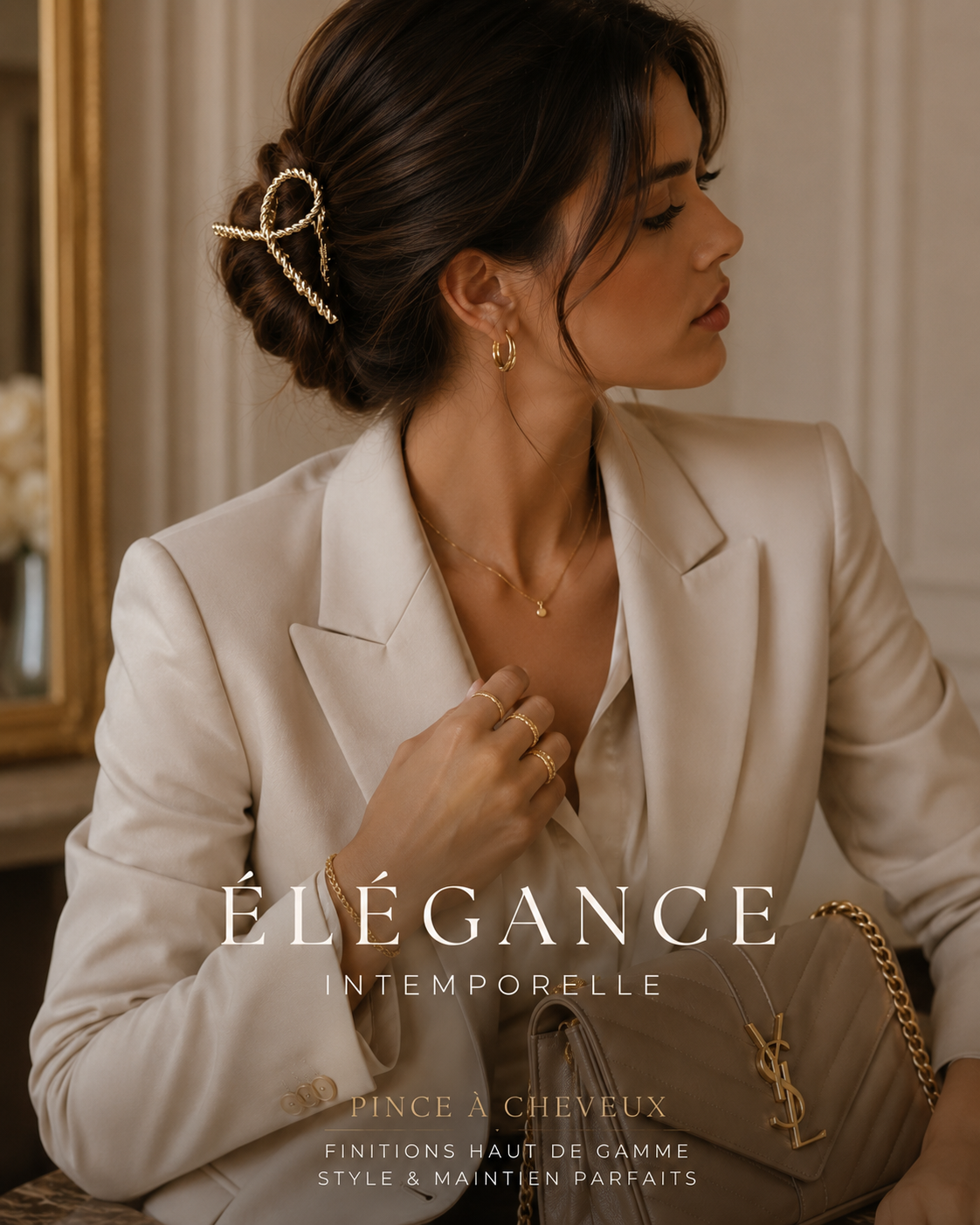 Pince à cheveux dorée élégante — Clip papillon