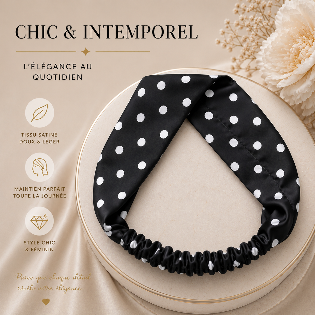 Bandeau en Satin à Pois – Antidérapant