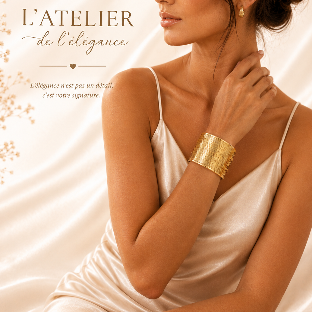 Bracelet Manchette Dorée — Fils Entrelacés