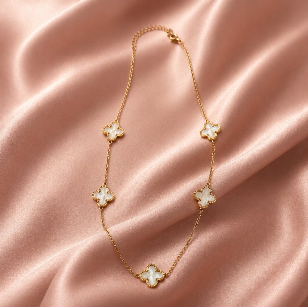 Collier Trèfle Porte-Bonheur — Nacre & Or